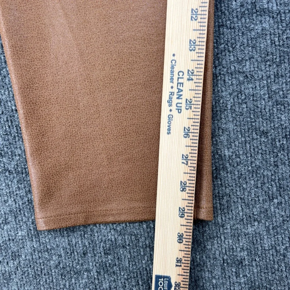 Chicos So Slimming Faux Leather Pants Women 2.5 L 14 Tan Straight Leg Chic